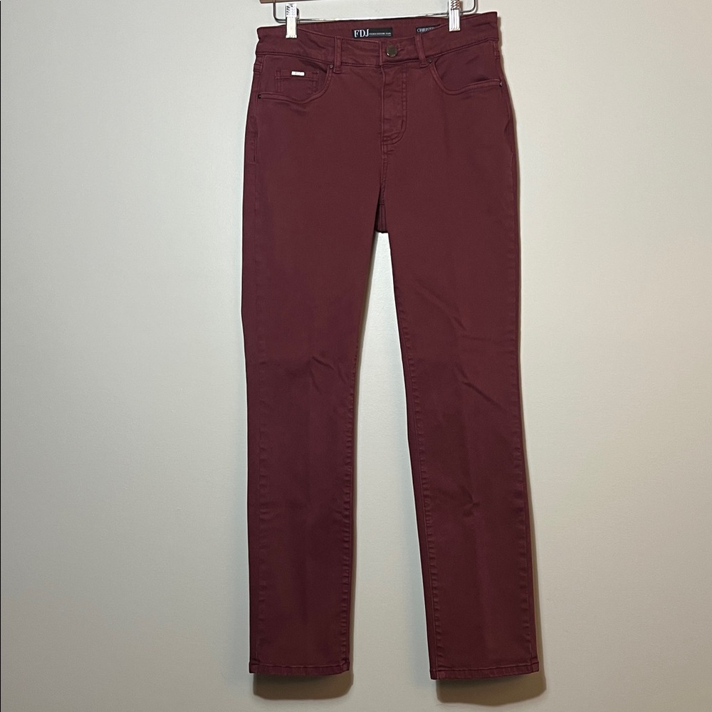 French Dressing Jeans ‘FDJ’ Straight Leg Size 6 Deep Red/Burgundy Pants